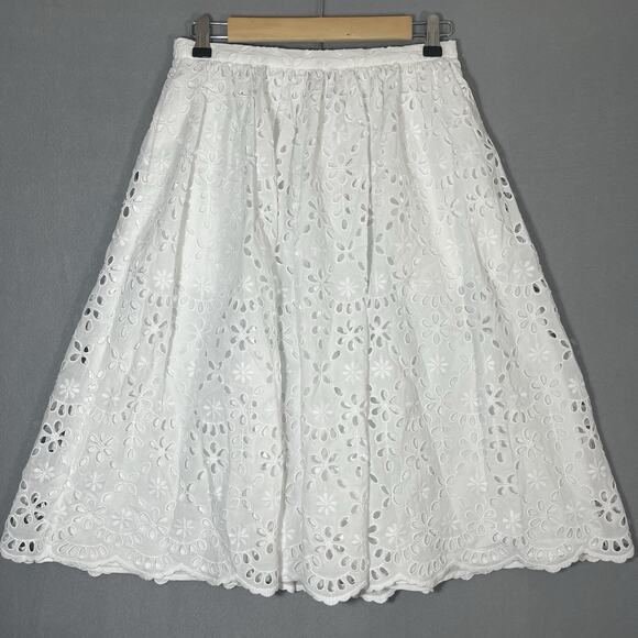 J. Crew Factory Dresses & Skirts - J.Crew Full Midi‎ in White Lined Embroidered Eyelet A-line Skirt 2